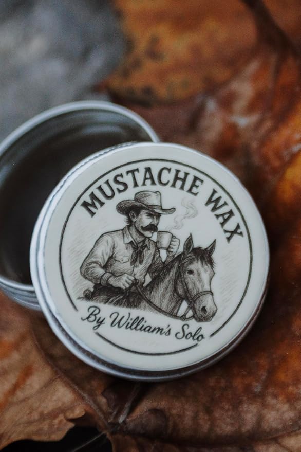 William's Solo Mustache Wax - Strong Hold Mustache Wax - 1 oz tin - No Added Dye or Fragrence