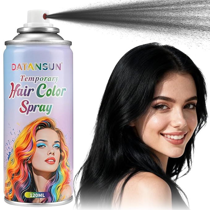 Black Hair Spray Temporary【Instant Color】【Skin Friendly】【Easy To Clean】【Large Capacity】Washable Hair Color Spray For Women/Men 4.06 oz，12 Black