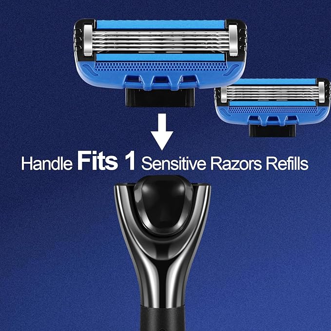 5 Blade Razor for Men with Dual Lubrication, Handle & Cartridges, Comfortable and Smooth Shaving