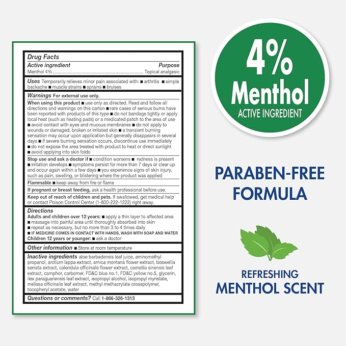 TheraCare 4% Menthol Roll-On | Cold Hot Sensation | Pain Relief Gel | 2.5 oz. 73 mL | Non-Greasy Formula | Immediate Penetrating Action | Topical Analgesic