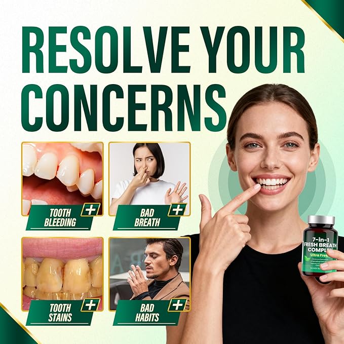 Zero Breath Bad Breath Capsules - Breath Freshener 7 in 1 Bad Breath Solution with Organic Chlorophyllin, Mint & Probiotics, Vegan, Gluten-Free (1)