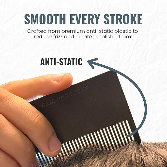 3 Pack Mini Hair & Mustache Styling Comb Kit - Anti-Static Portfolio Combs for Men's Beard Care, Grooming and Detangling - On-The-Go