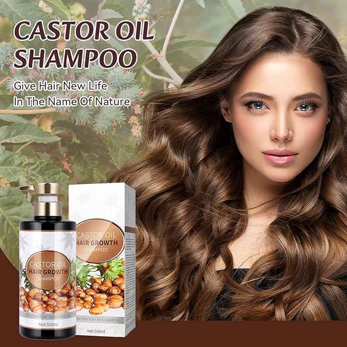 Silvercell Castor Oil Shampoo for Hair Growth, Prevents Hair Loss, Strengthens Hair Roots, Nourishes Dry Hair, Thickening Shampoo for Women & Men, 16.91 fl.oz, Beige