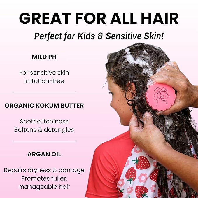 Otter co. Kids Strawberry Conditioner Bar – Tear Free Toddler Bar Conditioner – Sulfate Free & Non Toxic – Organic Ingredients, Vegan, Cruelty Free, Natural, Hydrating & Moisturizing, USA Made