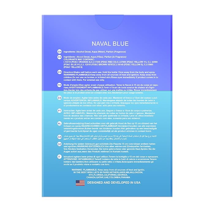 Hybrid & Company Naval blue For Men Eau De Toilette Vaporisateur Natural Spray 3.4 Fl Oz