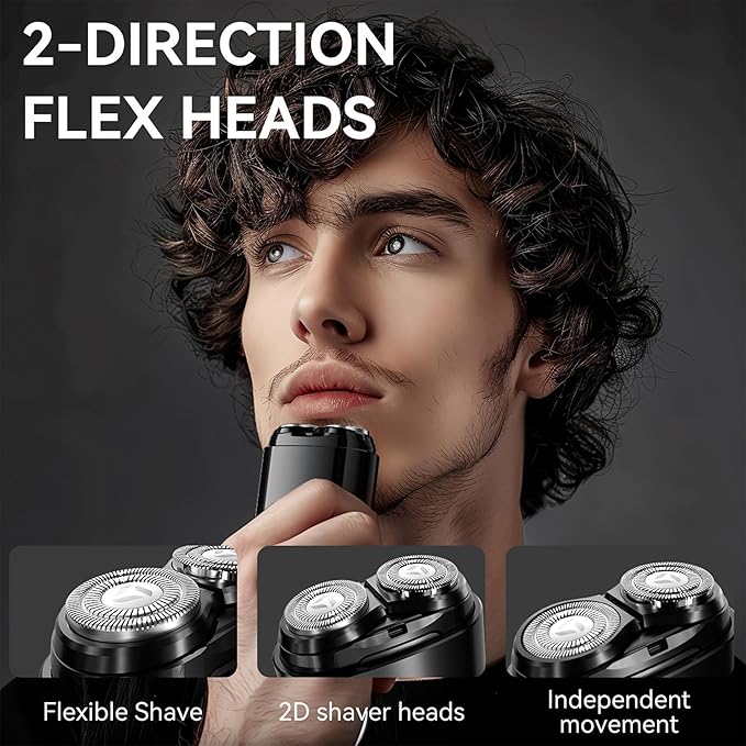 ENCHEN Mini Electric Shaver for Men, Portable Magnetic Dual-Head Rotary Pocket Electric Razor for Face, IPX7 Waterproof Wet & Dry, USB-C Rechargeable for Home, Car, Travel, K8,Black