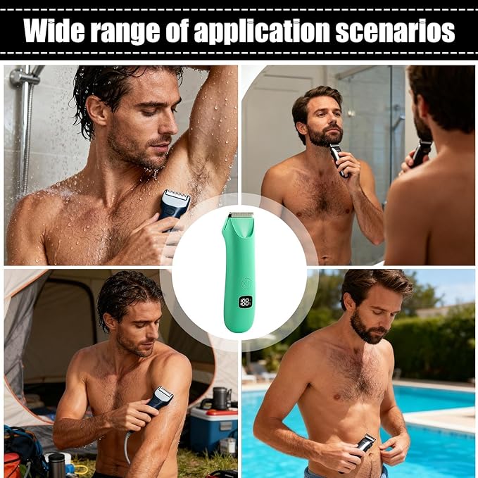 Body Trimmer for Men - Advanced Sensitive Skin Safe Blade, Professional Precision Shaving Machine, LED Battery Indicator, Ergonomic Handling Unit | for Manscaping Underarm Leg Hair Removal Device
