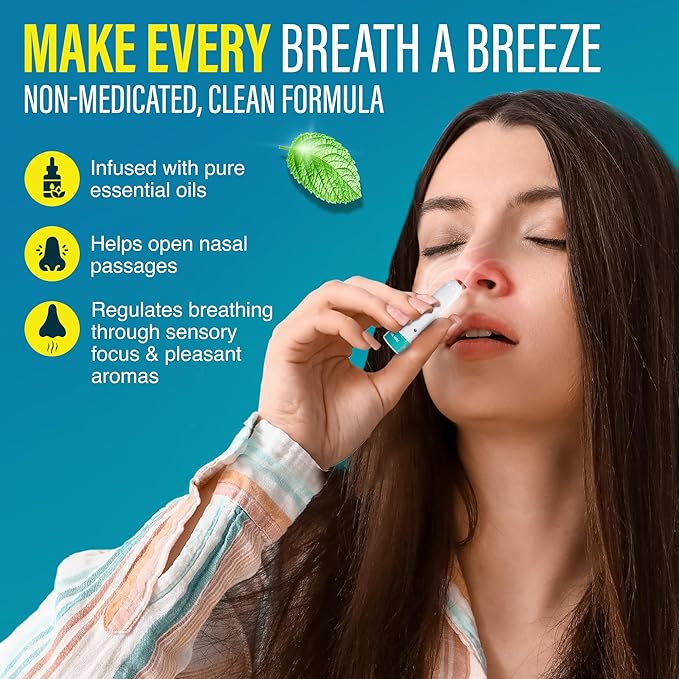 GuruNanda Vapor Inhaler Nasal Stick, with Essential Oils for Soothing Relief, Helps Clear Nasal Passages & Ease Stuffiness, Non-Medicated, 1 Count (Pack of 2)