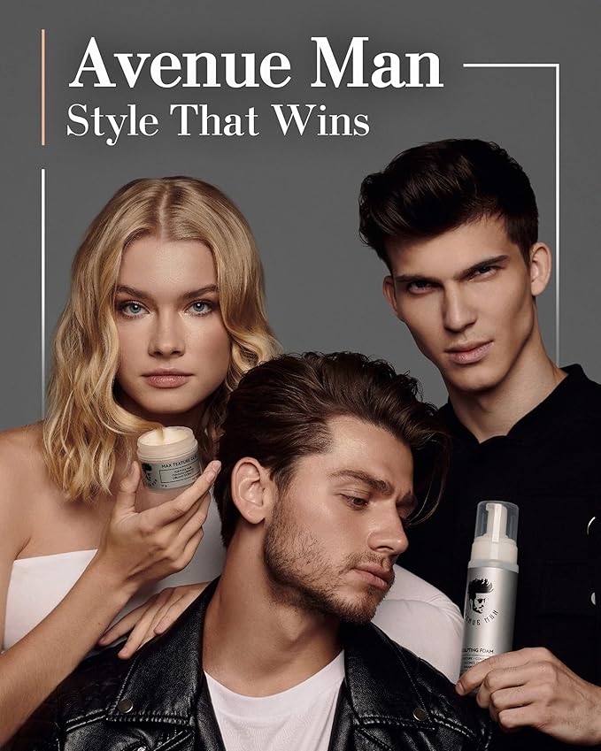 Avenue Man Texture Clay for Men - Premium Сlay Pomade for Men with Herbal Extracts - Frizz-Resistant & Lightweight Formula - Water-Based Matte Hair Clay - Paraben-Free Hair Putty (2oz)