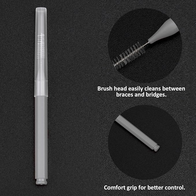 Patelai 100 Pieces Braces Brush for Cleaner Interdental Brush Toothpick Dental Tooth Flossing Head Oral Dental Hygiene Flosser Toothpick Cleaners Tooth Tool(Pink, Grey,Ideal Size)
