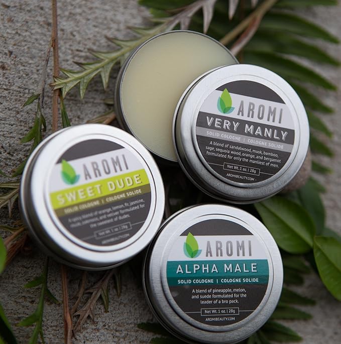 Aromi Solid Cologne | Spicy, Citrus Men's Fragrance, Oakmoss Scent, Vegan, Cruelty-free, Father's Day Gift Idea, Travel, Alcohol-free (Sweet Dude)