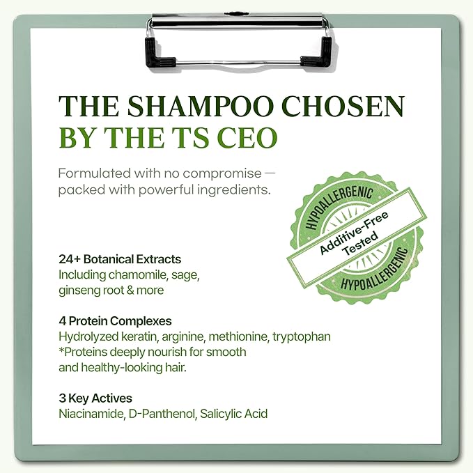 TS Natural All New TS Shampoo | Korean Shampoo for Sensitive Scalp | Hair & Scalp Care with Salicylic Acid and Natural Ingredients | Sulfate-Free Dandruff & Itchy Scalp Relief (16.9 Fl Oz / 500mL)