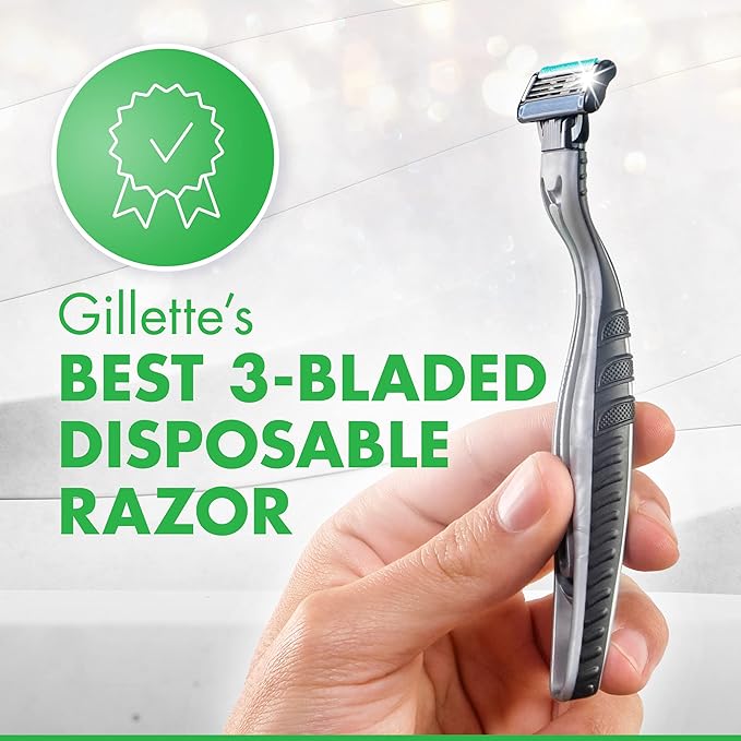 Gillette Mach3 Sensitive Razors for Men, Men’s Disposable Razors, Pivoting Head for Close and Comfortable Shave, 7 Count