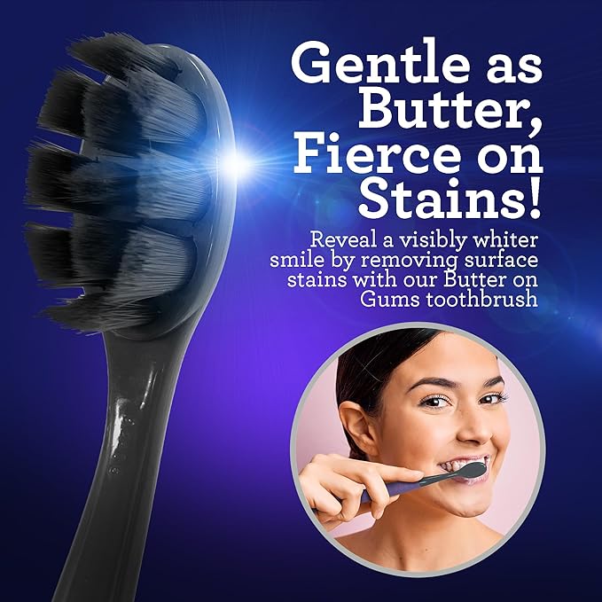 GuruNanda Butter on Gums Charcoal Toothbrush - 8000+ Softex Bristles for Sensitive Teeth & Gums, Aids in Teeth Whitening, Extra Soft (6 Count)