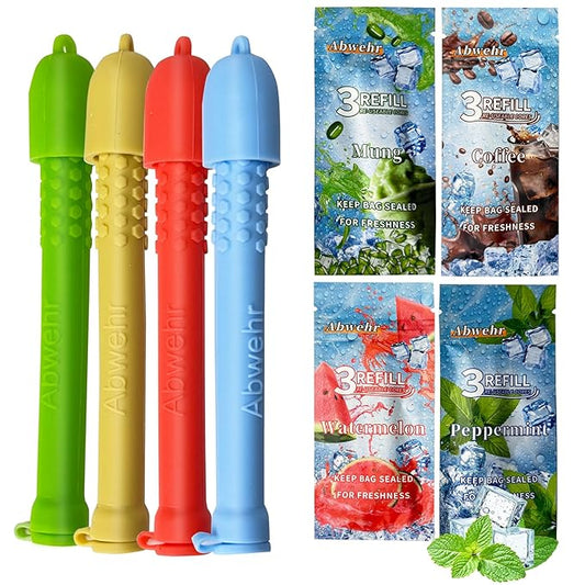 4-Pack Essentials Oil Aromatherapy Sticks, Fresh Breath Oral Fixation Aid, Calming Chewable Alternative for Smoke & Pen Biting Habits for Valentine's Day gifts