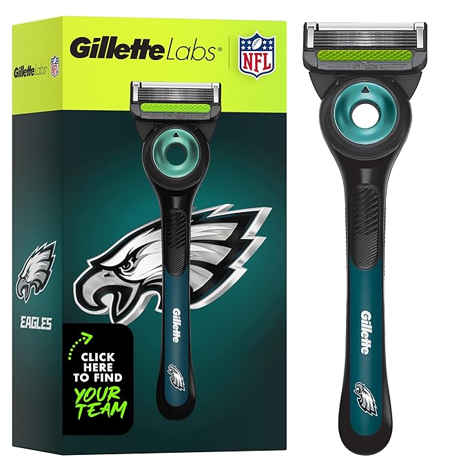 Gillette Labs Special NFL Eagles Edition Shaving Razor for Men - 1 Handle, 1 Razor Blade Refill, Perfect for Game Day Grooming, GilletteLabs with Exfoliating Bar