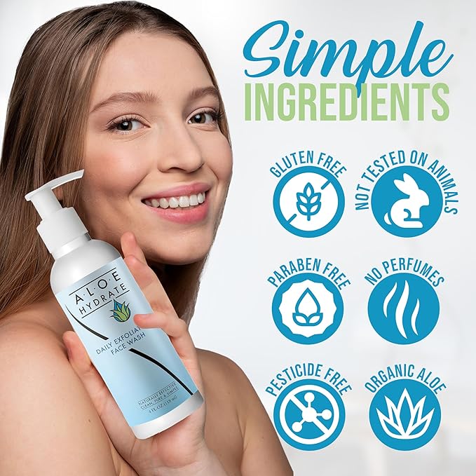 Gentle Exfoliating Face Wash; The Power of Nature Cleanses, Exfoliates, Smoothes & Clear Pores. Aloe vera, Fruit Enzymes, Squalane & Jojoba oil & Ceramide for Clean, Soft & Glowing Skin