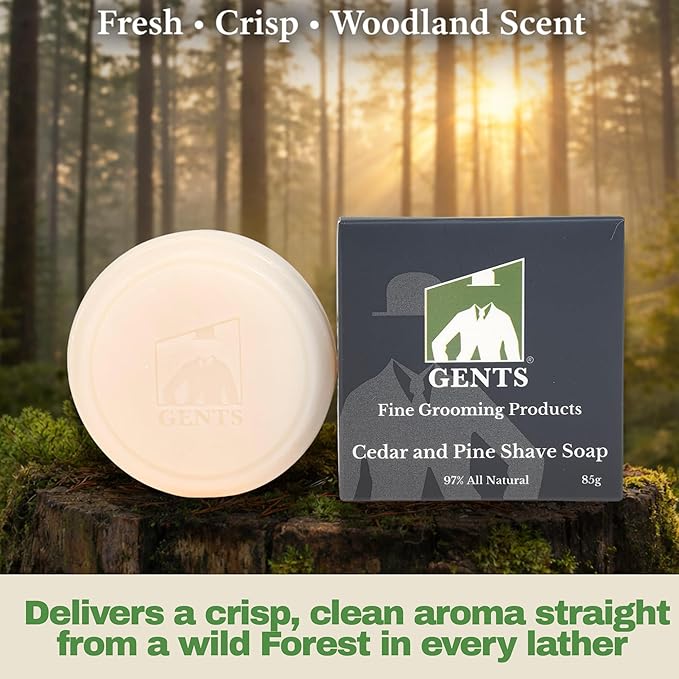 G.B.S Men's Cedar and Pine Shaving Soap with Shea Butter and Glycerin, Pack of 3 (3oz Each)