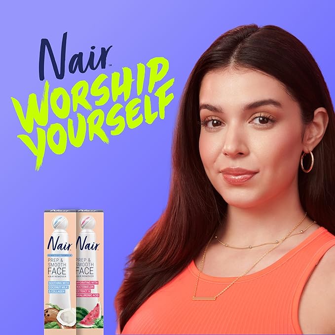 NAIR Exfoliating Facial Hair Removal Cream for Women - Smooth Skin Solution with Collagen for Sensitive Skincare
