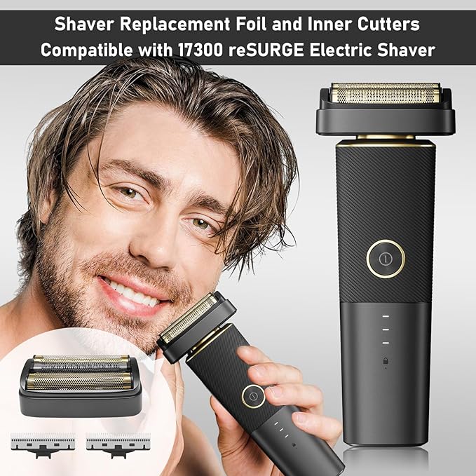 Replacement Foil & Inner Cutters Compatible with Andis 17300 reSURGE Electric Shaver, Black (1 Pack)