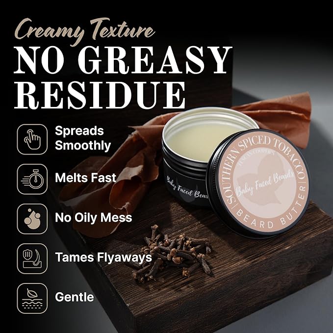 Tuscan Cooper's Baby Faced Beards Butter For Men - 3 Pk Bundle - Rawhide & Pear, Lumberjack, and Southern Spiced Tobacco Scents - Moisturizing Beard Balm for All Hair Types Including Coarse Hair