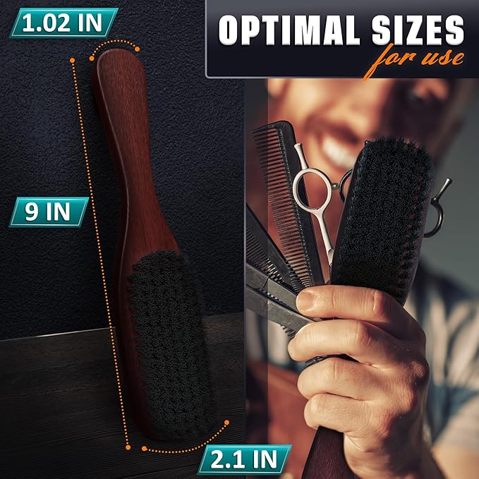 Mens Beard Brush with Handle – Soft Boar Bristle Beard Brush for Men, 9" Wooden Design for Beards, Mustaches & Slick Back Hair – Comfortable Grip, Styling Control, for Daily Grooming & Barbershop Use