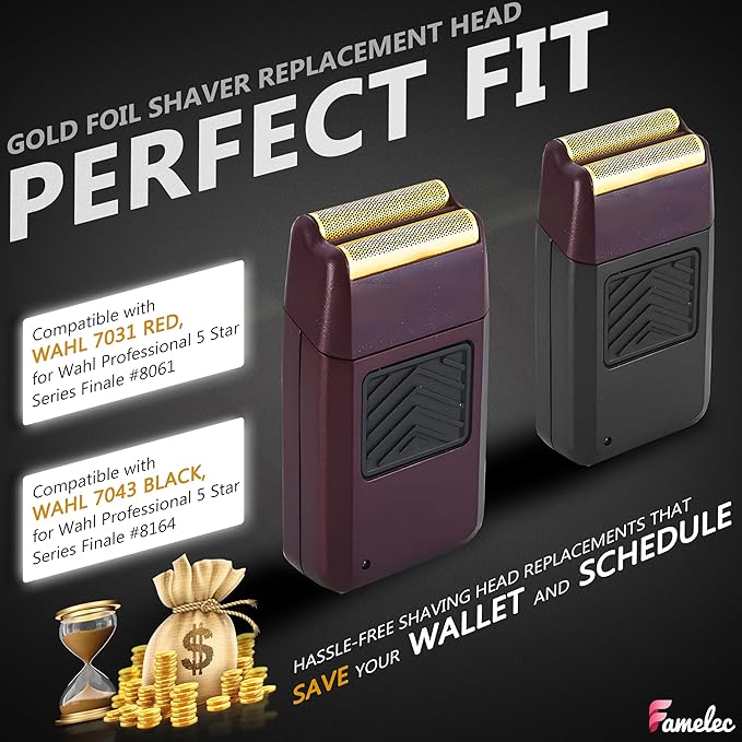 for Wahl Shaver Foil Replacement Professional 5 Star Series Finale Shaver, Fit for Wahl Super Close Replacement Foil 7031-100 7043-100, Razor Foil for Wahl Electric Razor (4 Pack)