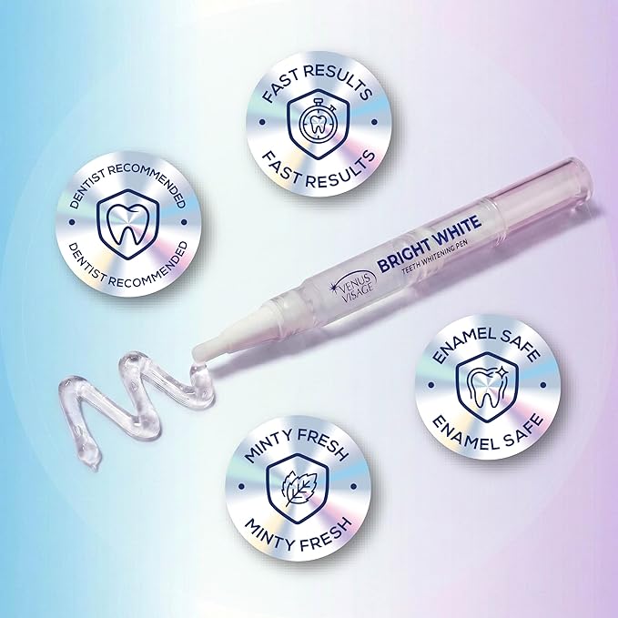 Venus Visage Award Winning Teeth Whitening Pen, 20+ Uses - Teeth whitening Kit Professionally formulated - Best Teeth whitening Gel Pen Teeth Whitener - Low Sensitivity (Mint) (0.07 Fl Oz (Pack of 2))