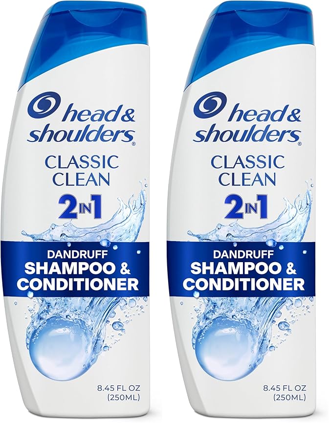Head and Shoulders Classic Clean 2-in-1 Anti-Dandruff Shampoo + Conditioner 8.45 Fl Oz (Pack of 2)