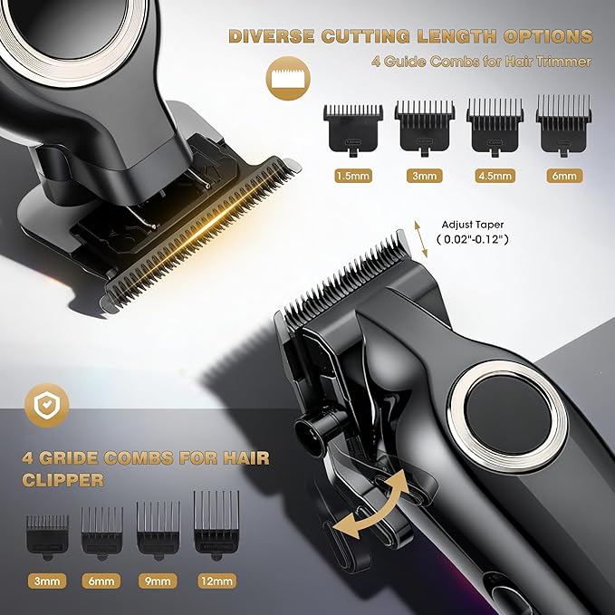 Karrte Professional Hair Clippers for Men，Barber Clippers and Trimmers Set，Electric Cordless Beards Trimmer with LED Display，Barber Kit and Grooming Set, Christmas Gift for Men