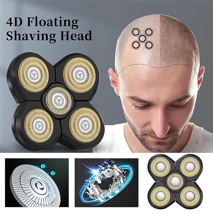 Roziapro Replacement Shaver Head Blade Cutters 5D Floating Shaving Waterproof Electric Razor (Gold Pack2)