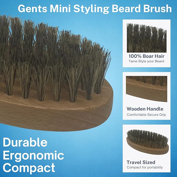 G.B.S Combo Set-3 Piece Kit Oval Wood Brush with Boar Bristles for Beard, Mustache with Bamboo Hard Comb