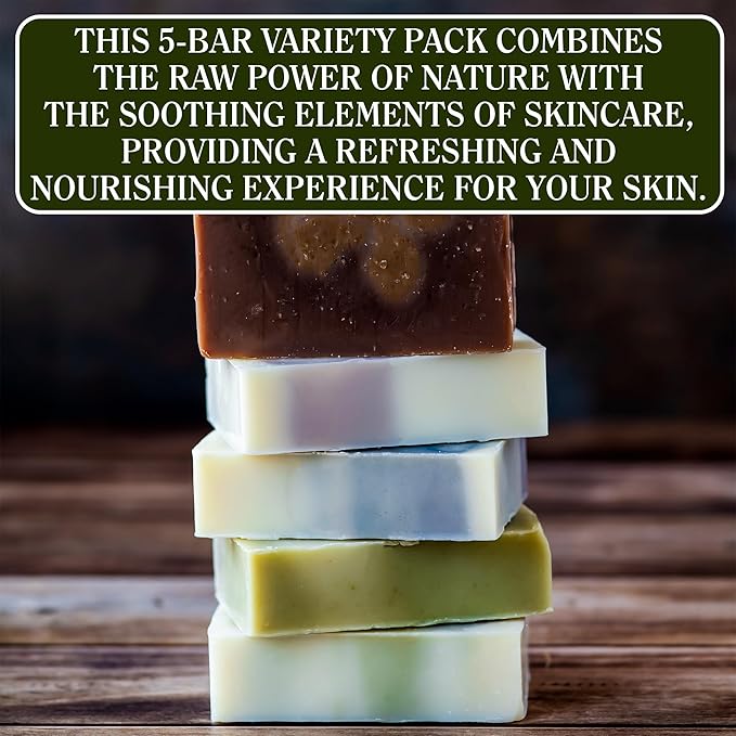 CompassSoap Natural Bar Soap for Women & Men | Skin-Friendly, Hand Made Soap Bar Gift Set | Best Exfoliating and Cleansing Bar Soap for Men & Women | 5 Oz. Variety Pack of 5