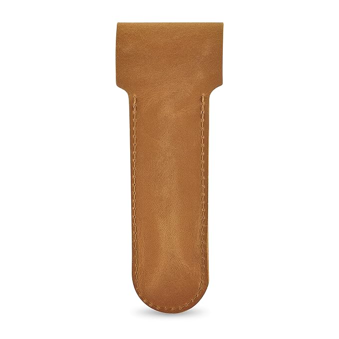 Safety Razor Head Protecting Leather Cover, Genuine Cowhide Leather Double Edge Safety Razor Case Accessories for Travel, Butterfly Razor Case, Soft Leather Double Edge Razor Case (Vintage Brown)