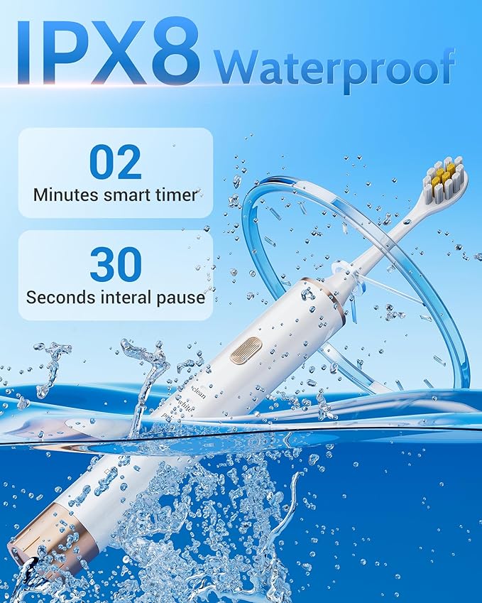 Sonic 2 Pack Electric Toothbrush for Adults and Kids, Travel Toothbrush Includes 12 Replacement Toothbrush Heads, 6 Modes with 2 MIN Smart Timer (Black White)
