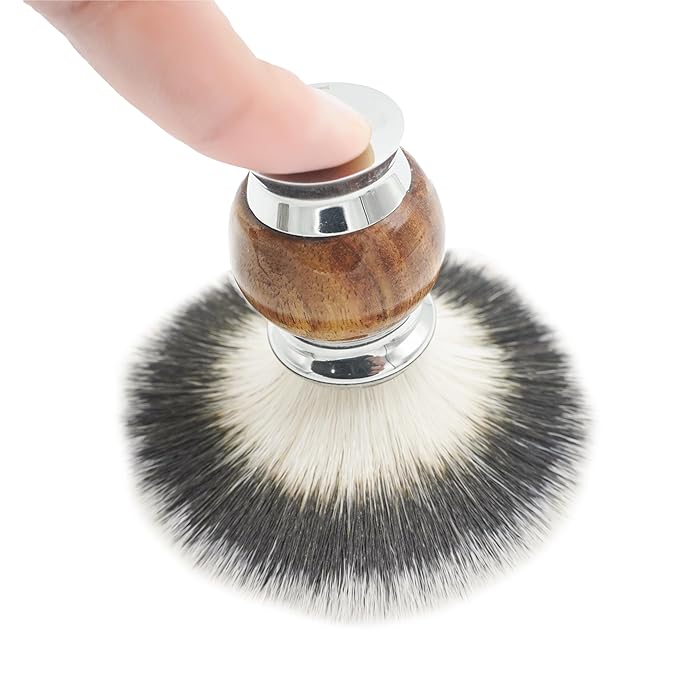 Jack Shaver® Men's Shaving Brush for Soap, Luxury Missanda Hardwood and Stainless Steel, Cream or Foam with Classic Synthetic Silvertip Vegan Friendly Badger Bristles Male Grooming Gift