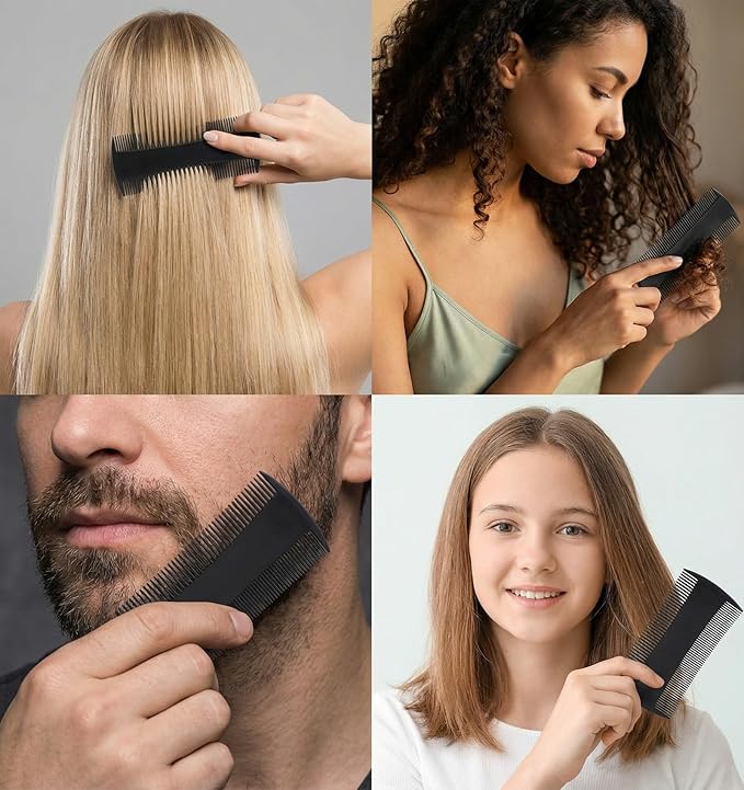 6 Pack Mens Pocket Comb, Double-Sided Pocket Combs for Men with Fine & Coarse Teeth for Hair, Beard & Mustache Grooming, Detangling Knots, Travel and Daily Use