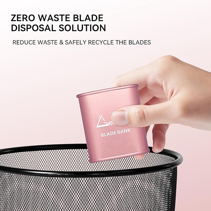 Gearhub Blade Bank Sharps Disposal Container Safely Store Used Safety Razor Blades Large Capacity for Barber Shops & Personal Use Sealed Design Holds 300+ Blades Matte Pink