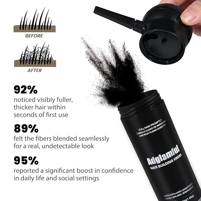 Hair Fibers for Thinning Hair, Hair Building Fibers Spray with Spray Applicator, Undetectable & Long-lasting, Instant Hair Coverage for Men & Women (Grey, 30g)