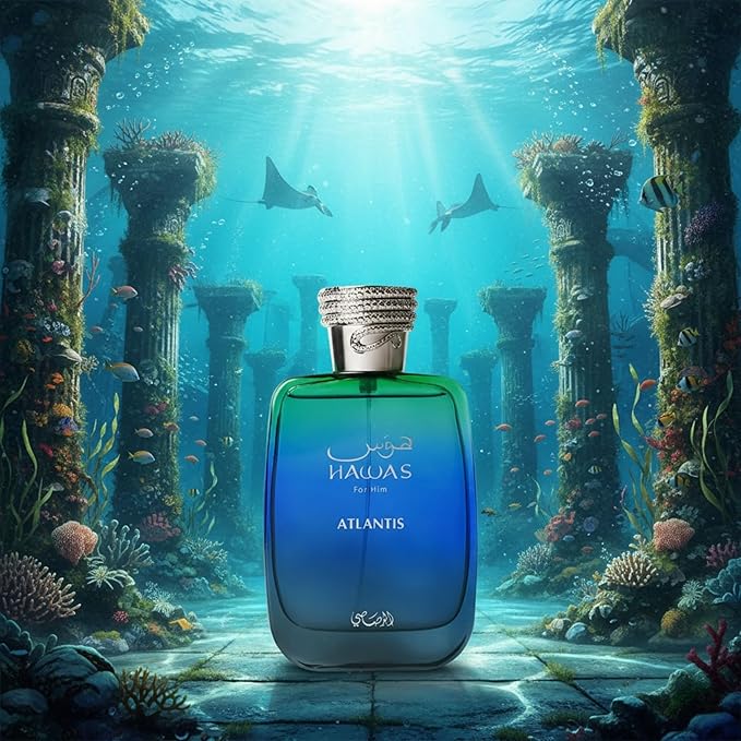 RASASI Hawas Atlantis Eau de Parfum for Men, 100ml (3.4 oz) Fresh & Modern Scent Spray