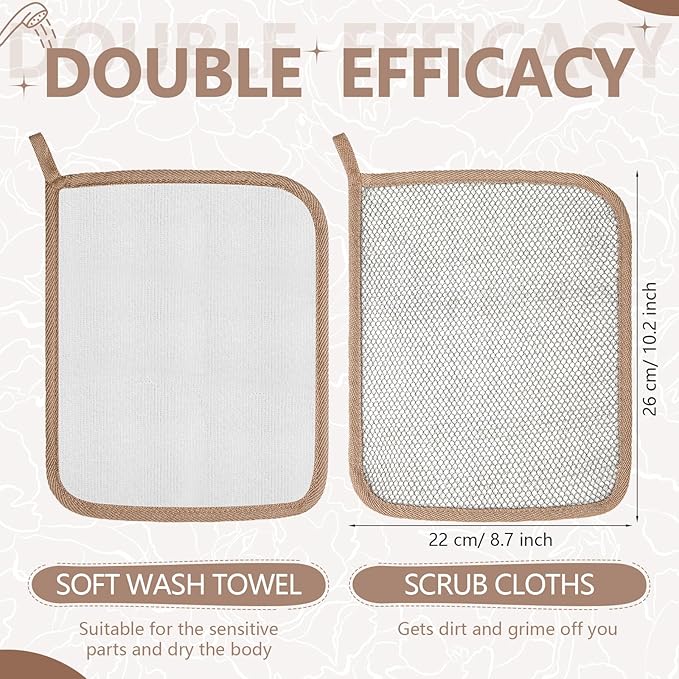 Tudomro 10 Pcs Exfoliating Washcloths Double Sided Man Wash Cloths Body Face Exfoliating Scrub Cloths for Shower Men Women(10.2 x 8.7 Inch,Gray)