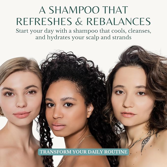 Peppermint Shampoo with Castor Oil & Biotin, Soothes Dry, Itchy Scalp, Strengthens Hair, Reduces Thinning & Hair Loss, Promotes Growth, Adds Volume, Sulfate-Free, 16 fl oz