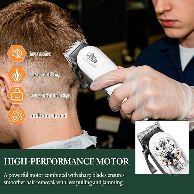 Hair Clippers for Men with LED Power Display, 3-Piece Professional Grooming Kit Includes Hair Clipper, Foil Shaver & Nose Trimmer, Complete Cordless Set for Home Barber Use