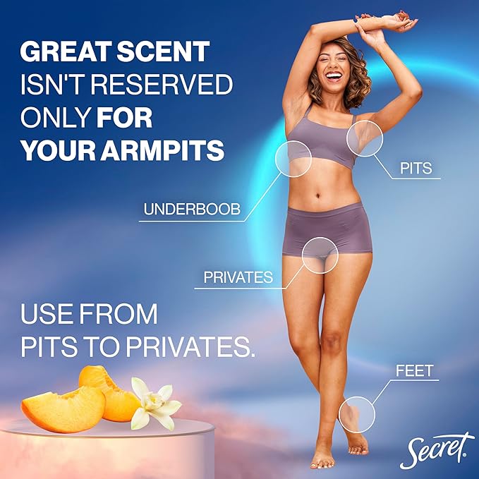 Secret Whole Body Deodorant for Women, Stick + Spray Bundle, Peach + Vanilla Blossom Scent, Aluminum Free, 72 HR Odor Protection, 2.4 oz & 3.5 oz (Pack of 2)