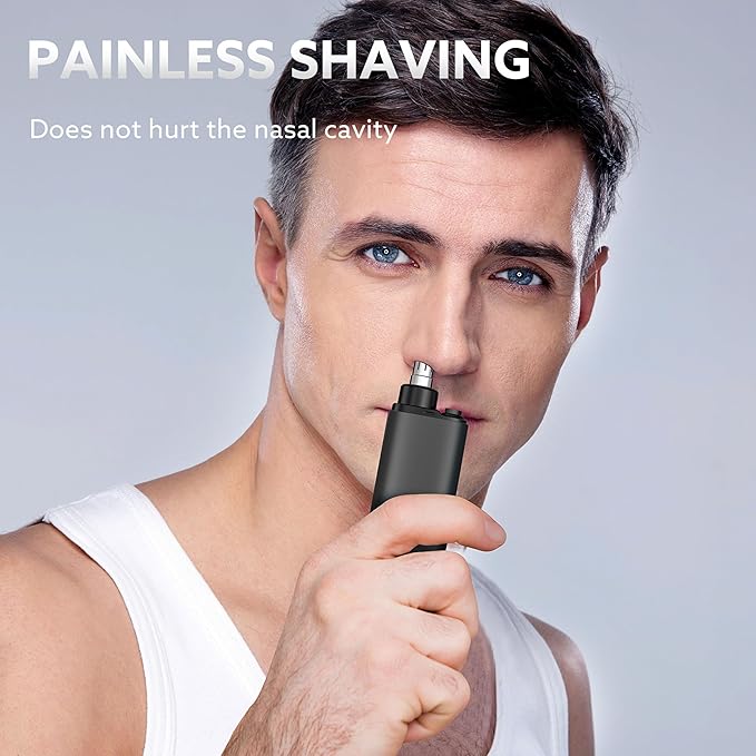 Nose Hair Trimmer for Men,Portable Painless Ear and Nose Hair Trimmer USB Rechargeable, 9000 RPM,360° Rotating Waterproof Dual Edge Blades Nose Trimmer Women (Black)
