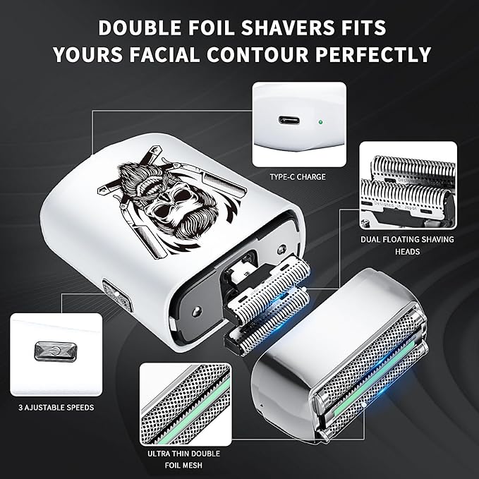 BESTBOMG Professional Hair Trimmer for Men, Beard Trimmer and Cordless Shaver Set, T-Blade Beard Trimmer and Electric Shaver Razor for Men Haircutting Grooming Kit