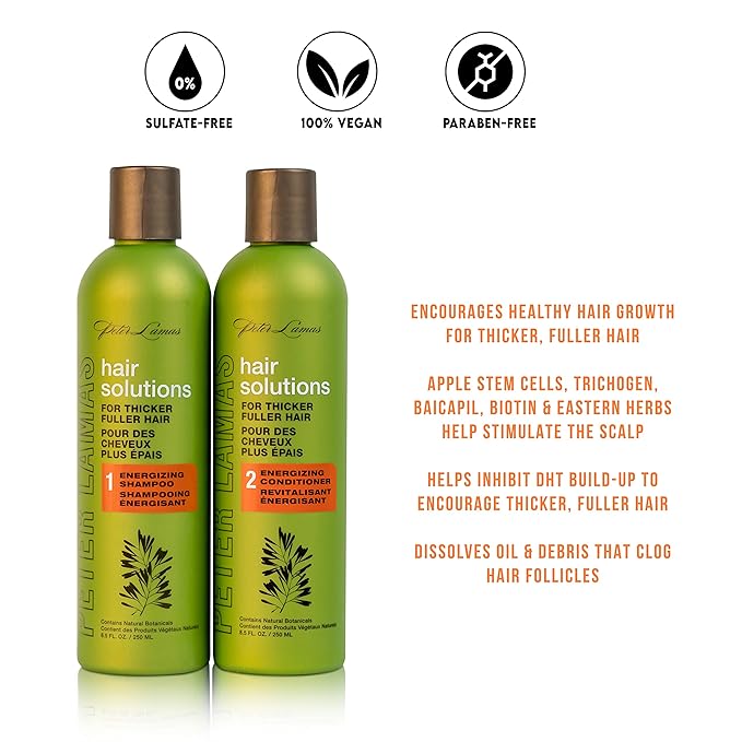 Peter Lamas Energizing Biotin & Stem Cells (Shampoo & Conditioner)| Hair Regrowth for Men and Women | Vegan Paraben Sulfate Free | Grow Thicker Fuller Healthier Hair by Addressing the Root Cause of Hair Loss