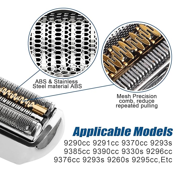 92S Replacement Head for Braun Series 9 – Compatible with 9330s/9296cc, High Precision Foil & Self-Sharpening Blades, Easy Snap-On – Perfect for Men’s Electric Razor Accessories for Home & Trave