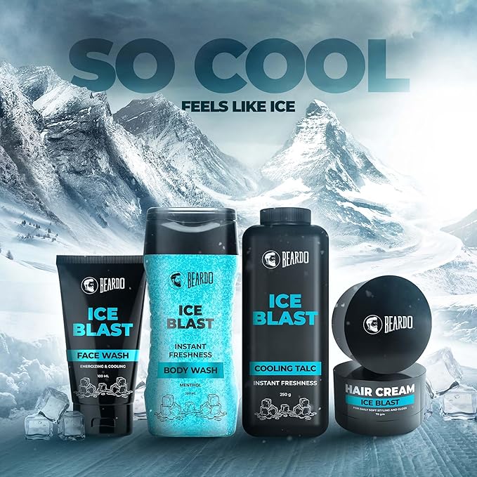 BEARDO Ice Blast Cooling Facewash for Men, 100 ml | INSTANT Icy freshness | Aloe Vera Face wash, Vitamin E & Menthol for cool lock technology | Refreshing & Hydrating facewash