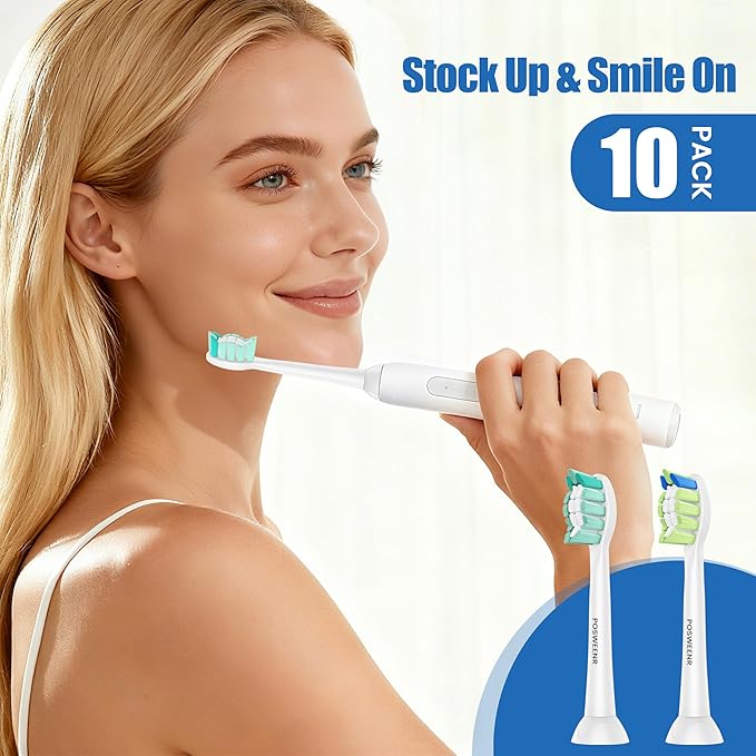 Replacement Toothbrush Heads for Philips Sonicare Replacement Heads Compatible Electric Toothbrush Heads, 10 Pack, Black